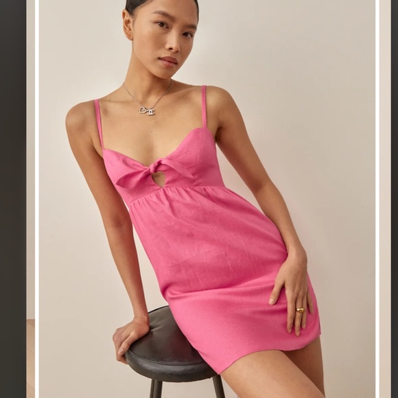 Reformation Ryland Linen Dress Snapdragon - Size 4 - Picture 1 of 2